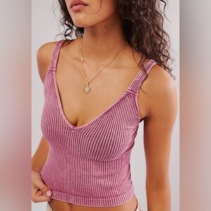 Free People Pink Ribbed Tank Top